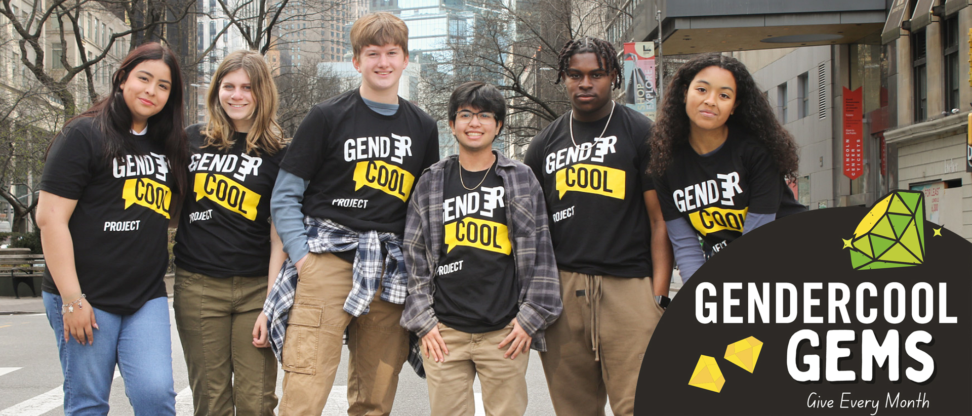 Gendercool GEMs kids standing with their arms around each other on a Chicago street